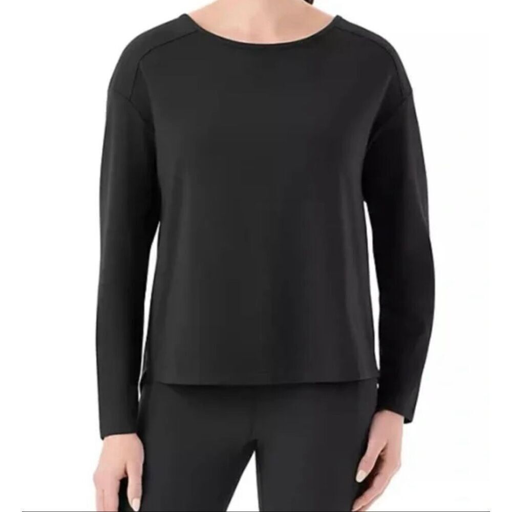 Member's Mark XXL NWT Women's Long Sleeve Active Tee Black Relaxed Fit keyhole